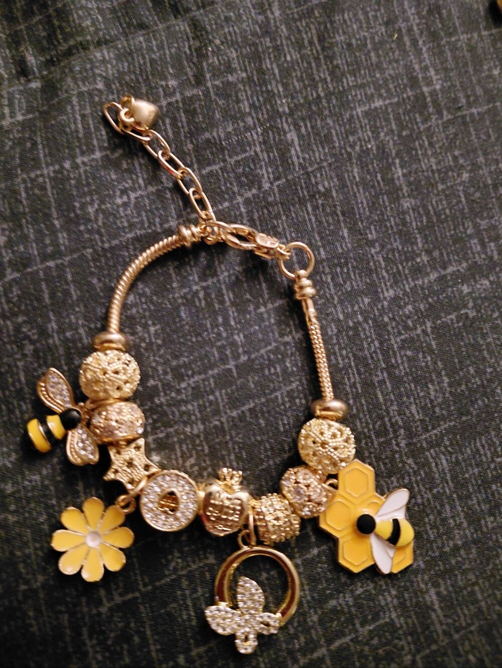 Gold-Tone Bee & Flower Charm Bracelet - Yellow